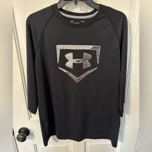 Under Armour Utility Baseball 3/4 Sleeve Gray/Black T-Shirt Size Men's Small